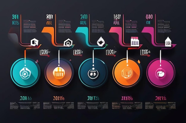 La visualisation des données d'affaires ligne de temps des icônes infographiques conçues pour le modèle d'arrière-plan abstrait élément d'étape diagramme moderne technologie de processus graphique de présentation de données de marketing numérique vecteur