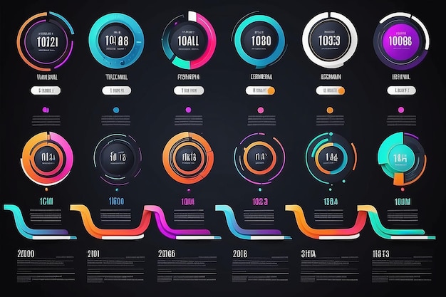 Photo la visualisation des données d'affaires ligne de temps des icônes infographiques conçues pour le modèle d'arrière-plan abstrait élément d'étape diagramme moderne technologie de processus graphique de présentation de données de marketing numérique vecteur