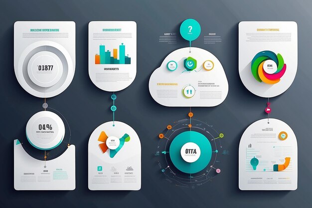 Photo la visualisation des données d'affaires ligne de temps des icônes infographiques conçues pour le modèle d'arrière-plan abstrait l'élément étape le diagramme moderne la technologie de processus le marketing numérique