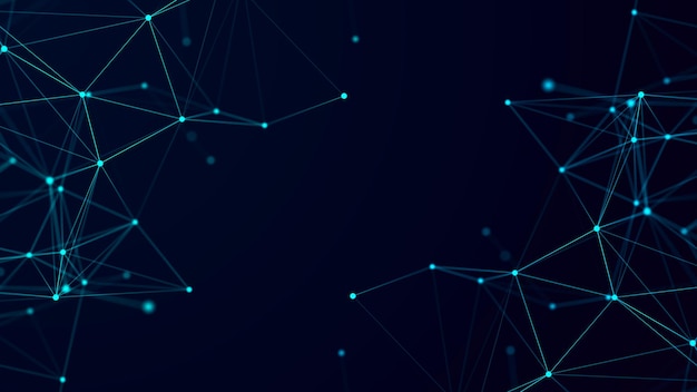 Visualisation de données volumineuses Structure de connexion réseau avec distribution chaotique des points et des lignes Rendu 3D