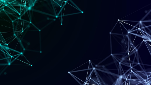 Visualisation de données volumineuses Structure de connexion réseau avec distribution chaotique des points et des lignes Rendu 3D