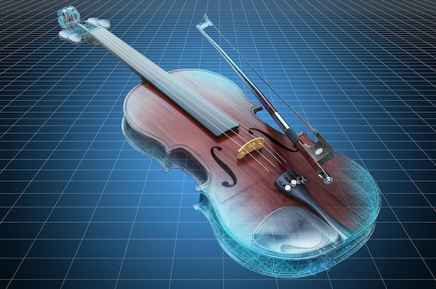 Visualisation du modèle CAO 3D du rendu 3D du plan de violon