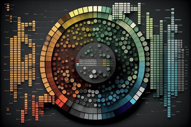 Visualisation d'illustration générée par IA des flux de données numériques Big Data dans le centre de données