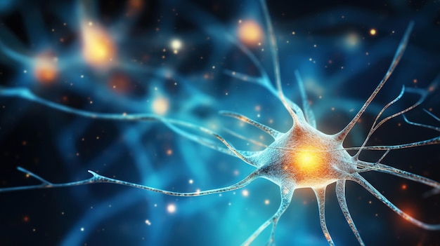 Visualisation des neurones dans le cerveau humain vue d'ensemble des cellules cérébrales générative ai