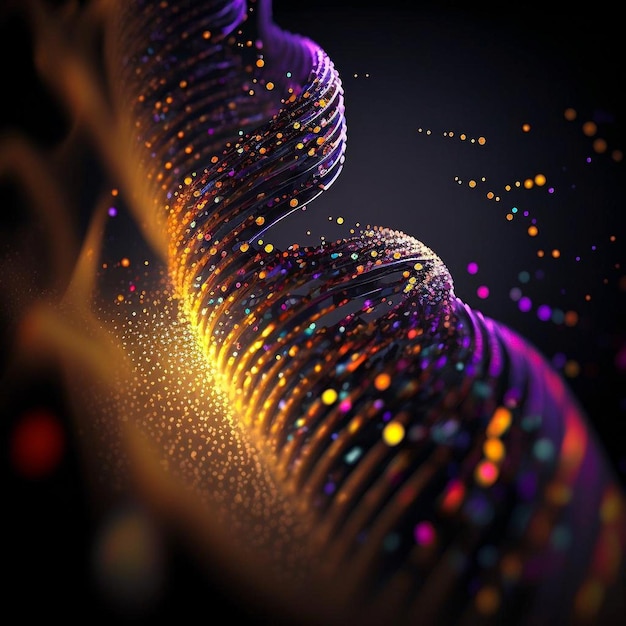 Visualisation de la structure du gène de la molécule d'ADN sous forme de chaîne multicolore Chromosome ou fond de mutation