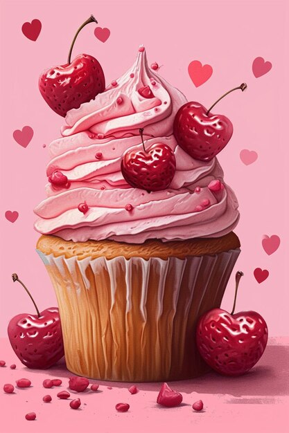 Visualisez une carte postale avec des illustrations minimalistes de bonbons et de cupcakes.