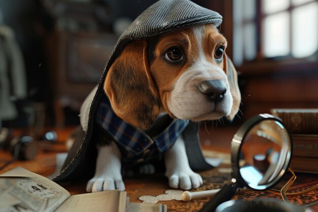 Photo visualisez la curiosité ludique d'un chiot de beagle génératif ai