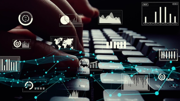 Visuel créatif de big data et analyse financière sur ordinateur