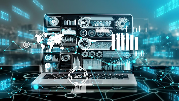 Visuel imaginatif des données commerciales et graphique des chiffres financiers