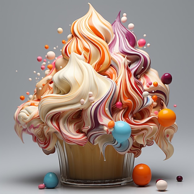 Des visuels 3D de crème glacée dans différentes couleurs
