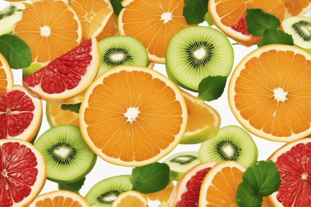 Vitamine C kiwis ou fraises un tas d'oranges pommes et fraises papier peint incroyable