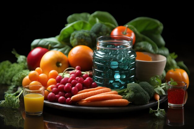 Photo les vitamines alimentaires biologiques