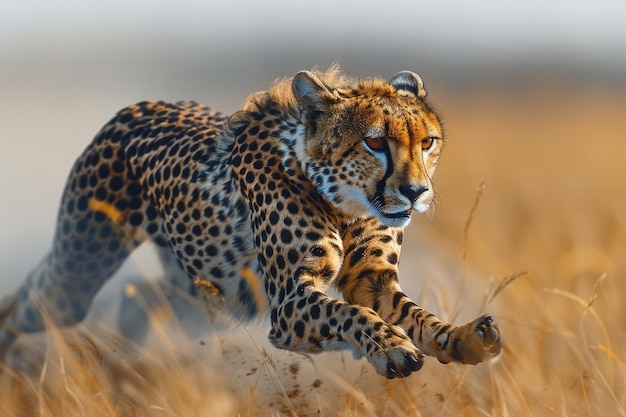 La vitesse incroyable du guépard alors qu'il court à travers la savane africaine