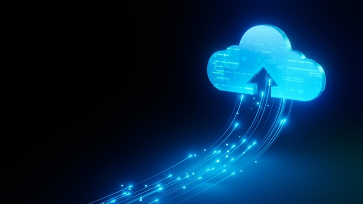Photo la vitesse de téléchargement de la lumière de la technologie cloud line