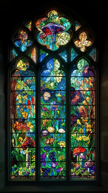 Photo un vitrail avec les couleurs de l'arc-en-ciel