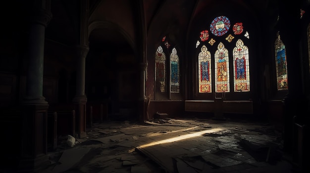 Un vitrail dans une église en france