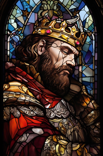 Photo vitraux représentant jésus-christ avec une couronne dans une église
