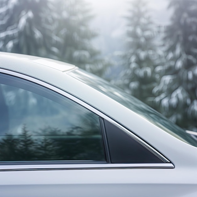 Une vitre de voiture blanche avec un subtil motif givré créant un look moderne et minimaliste