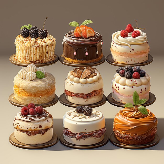 Vitrine de confiseries élégantes de gâteaux fantaisie et de styles de gâteaux