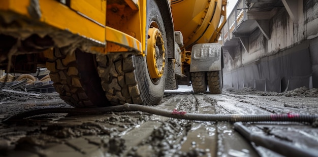 Photo une vitrine détaillée de 50 camions en béton mettant en évidence l'immense puissance et les détails complexes de ces véhicules de construction essentiels