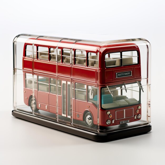 Photo vitrine d'illustration en verre miniature bus de londres