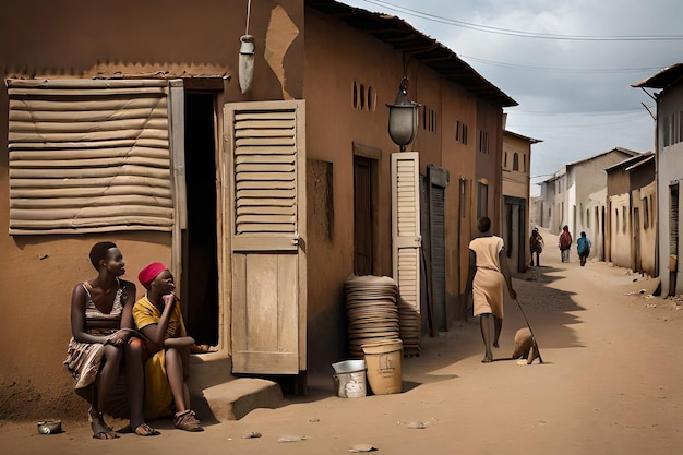 une vitrine d'un magasin dans une rue de bidonville africaine aléatoire