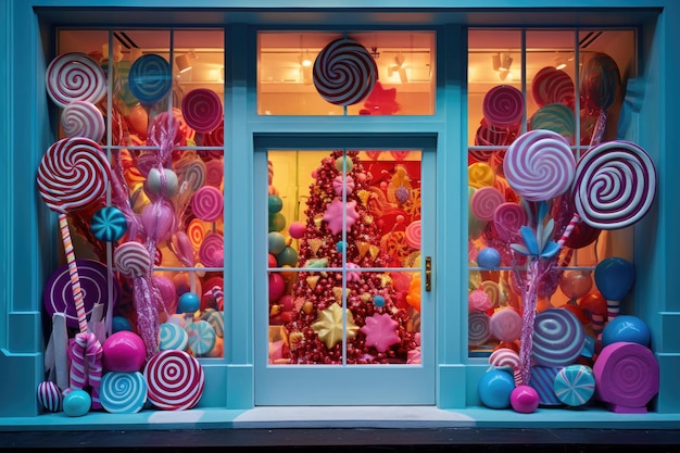 Vitrine de Noël d'un magasin de bonbons