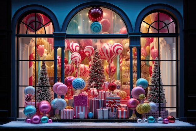 Vitrine de Noël d'un magasin de bonbons