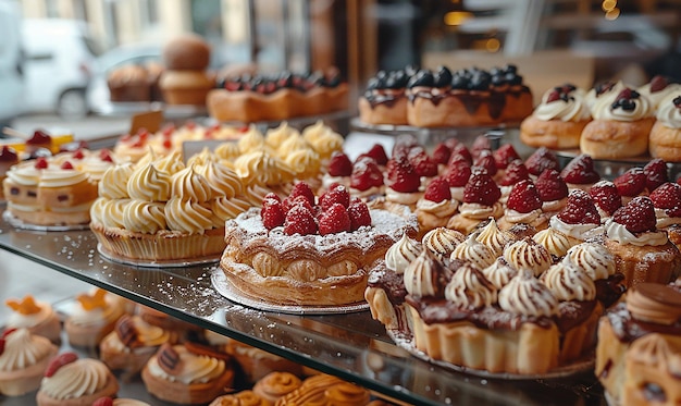 Une vitrine de pâtisserie élégante