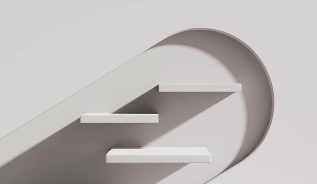 Vitrine de podium de plate-forme blanche abstraite pour le rendu 3D de l'affichage du produit