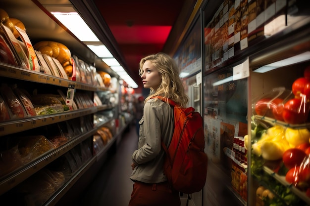 Vitrines avec des produits dans le supermarché IA générative