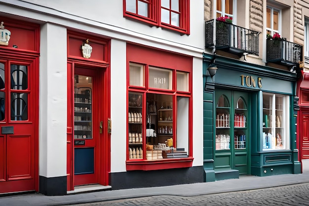 vitrines scandinaves typiques et façades de boutiques dans la rue