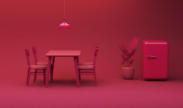 Viva magenta est une couleur tendance année 2023 dans la cuisine. Intérieur de la chambre