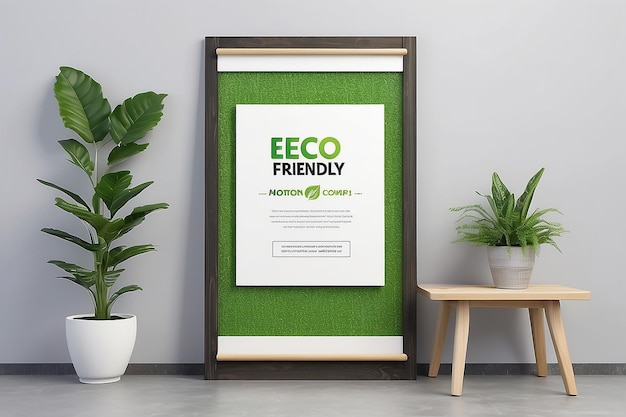 Vivre de manière durable, équitable, respectueuse de l'environnement, conseils Mockup de signalisation avec un espace blanc vide pour placer votre conception