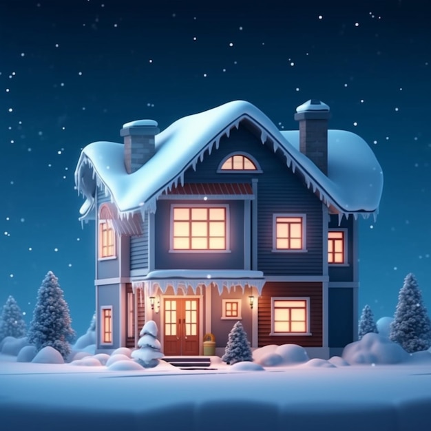 Vivre la nuit d'hiver dans une maison de minimalisme confortable générée par l'IA