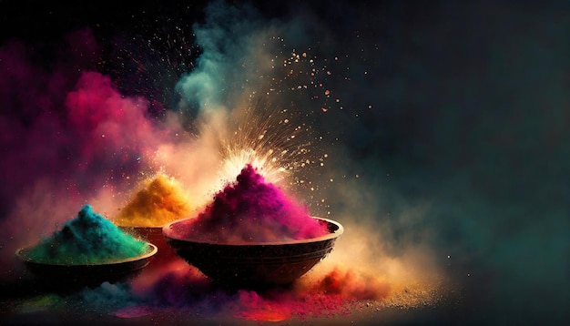 Des vœux colorés avec de la poudre d'holi