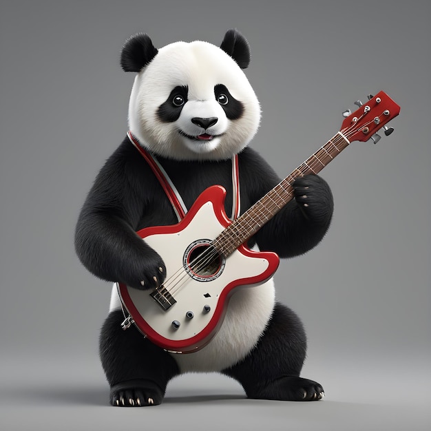 Voici cette époustouflante illustration 3D d'un musicien panda complète avec des détails complexes et ultra