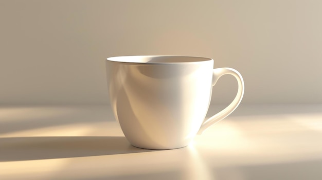 Voici une simple description en 100 lettres de l'image Une belle tasse de café blanche est posée sur une surface solide