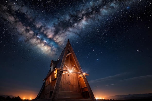 La voie lactée ciel nocturne romantique plein d'étoiles la fille regardant le ciel étoilé manque t'aimer