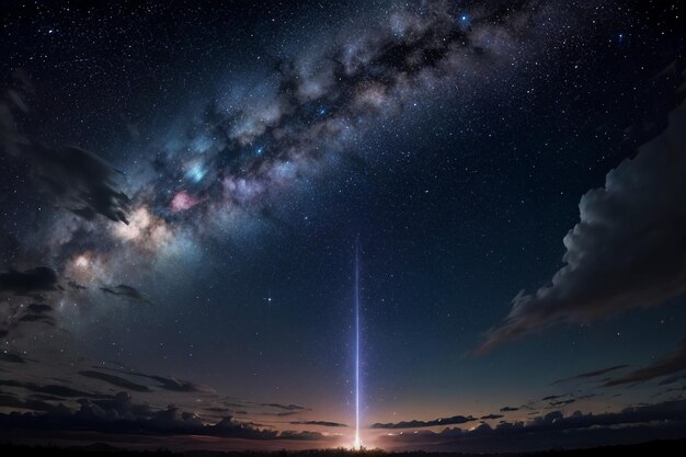 La voie lactée ciel nocturne romantique plein d'étoiles la fille regardant le ciel étoilé manque t'aimer