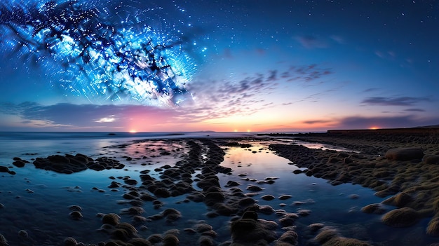 Voie lactée qui s'étend majestueusement à travers l'horizon Merveille astronomique étendue étoilée allure cosmique splendeur nocturne Générée par l'IA