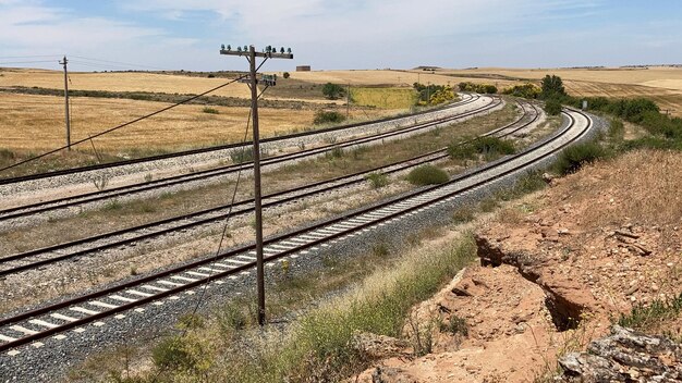 Photo les voies ferrées contre le ciel