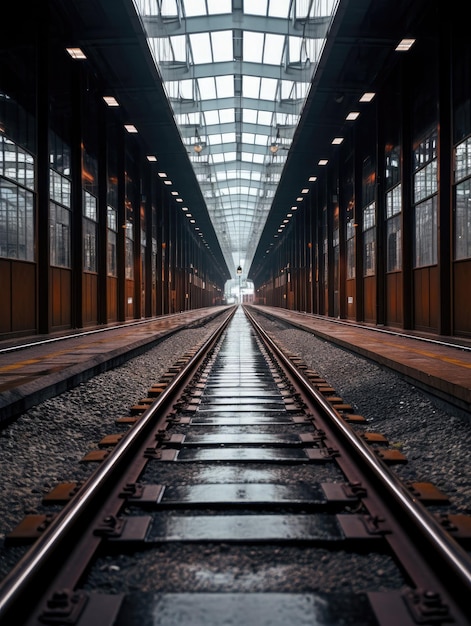 voies ferrées à l'intérieur d'une gare