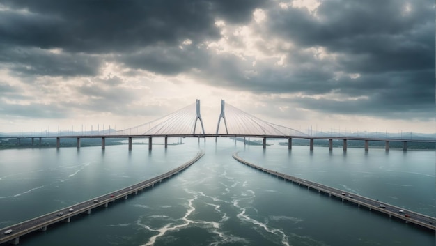 Voies surélevées Un pont photoréaliste 4K au-dessus des eaux troubles