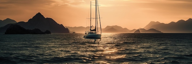 Un voilier blanc est dans l'eau