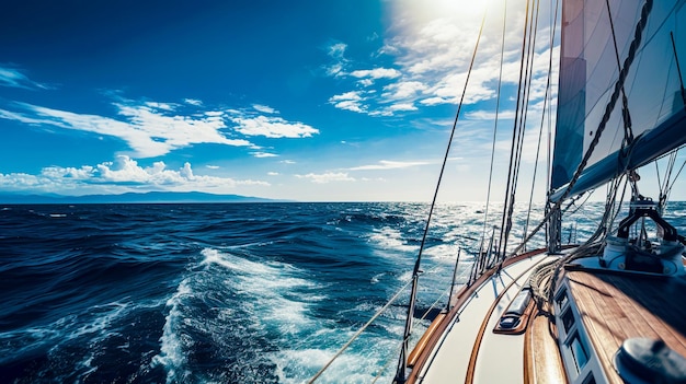 Un voilier dans l'océan avec les mots " sail " sur le devant.