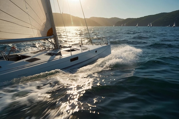 Un voilier glissant sur l'eau sous un soleil éclatant