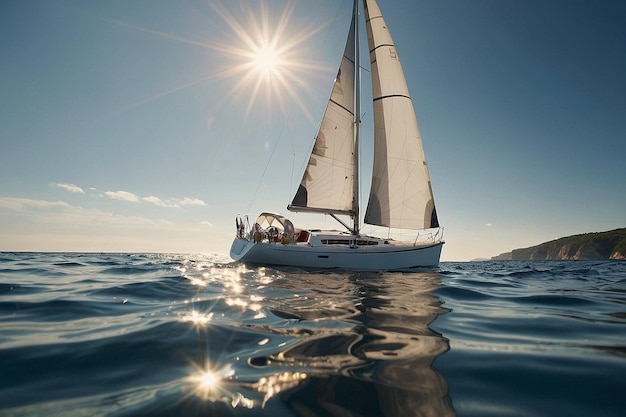 Un voilier glissant sous le soleil