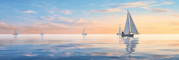 Des voiliers gracieux glissent sur une mer bleue et sereine