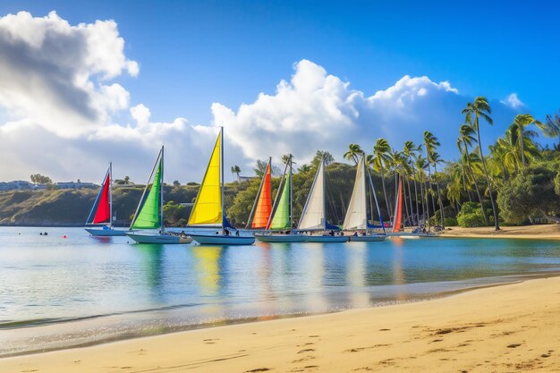 Voiliers sur la plage des Caraïbes